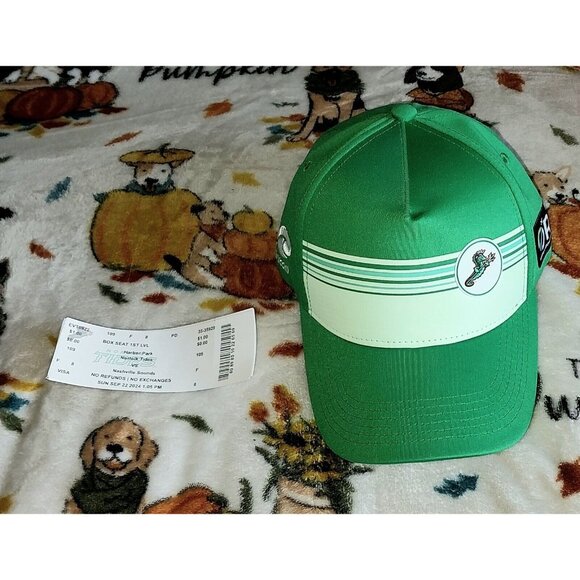 Norfolk Tides Baseball Hat Cap Green With Souvenir Tickets - Picture 2 of 5